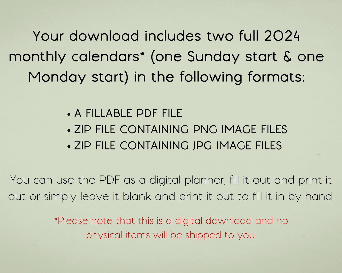 2024 Editable Monthly Calendar