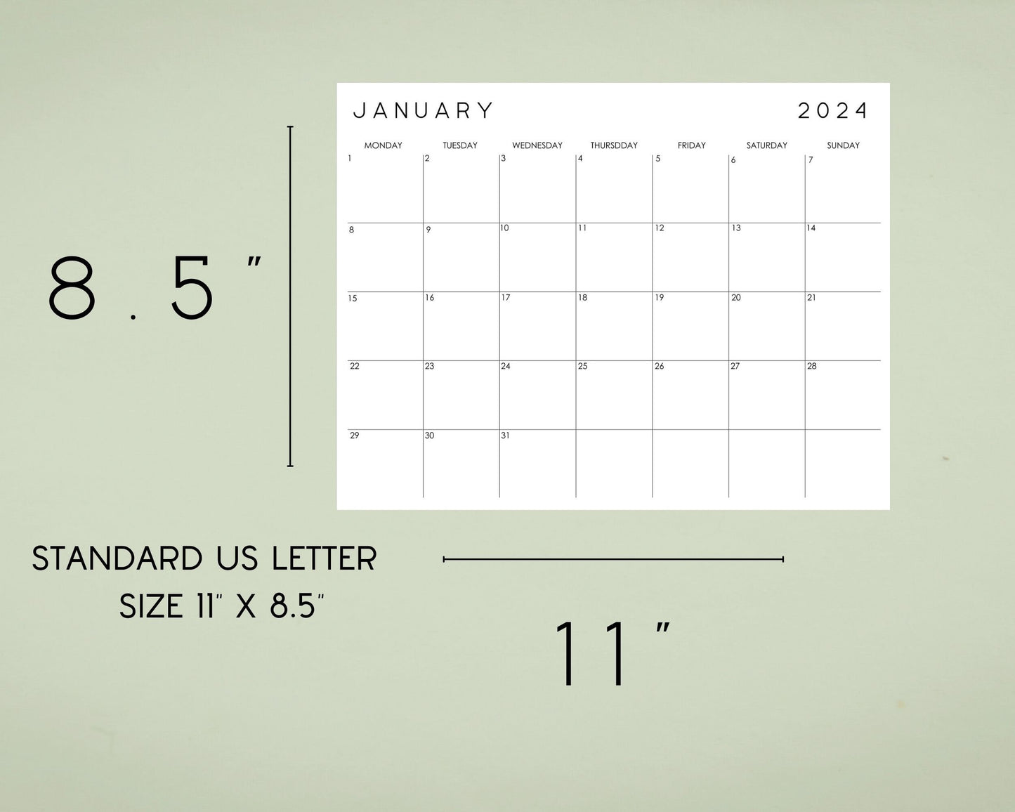 2024 Editable Monthly Calendar