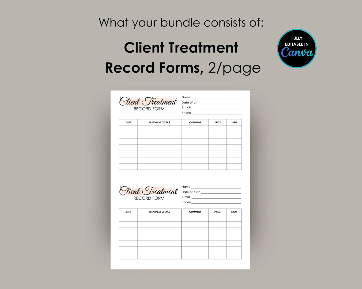 Esthetician Client Consent Form Bundle, Canva Template
