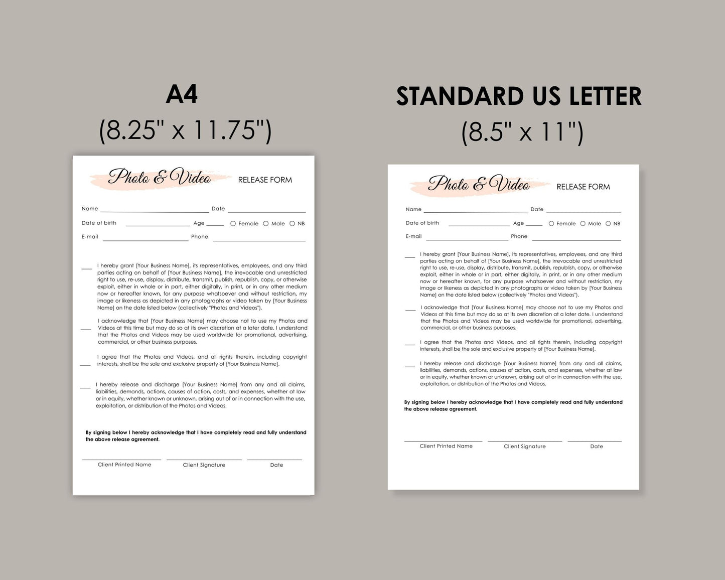 Esthetician Client Consent Form Bundle, Canva Template