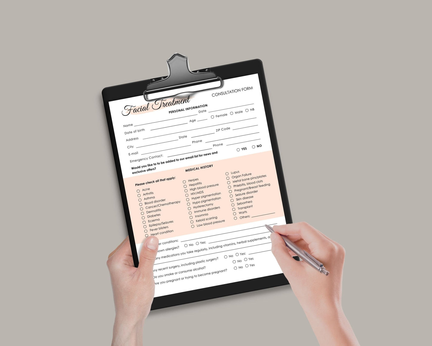 Esthetician Client Consent Form Bundle, Canva Template