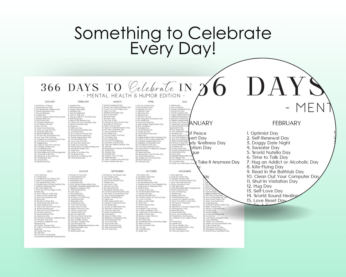 2024 National Days Calendar, Mental Health Edition