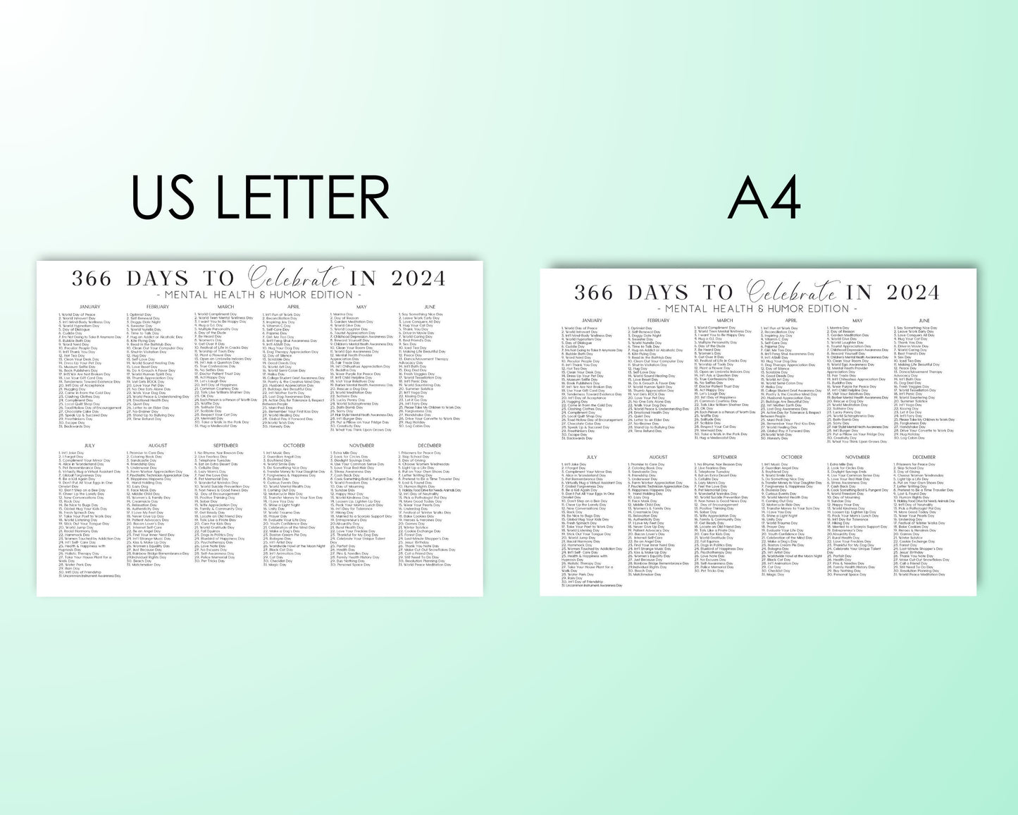 2024 National Days Calendar, Mental Health Edition