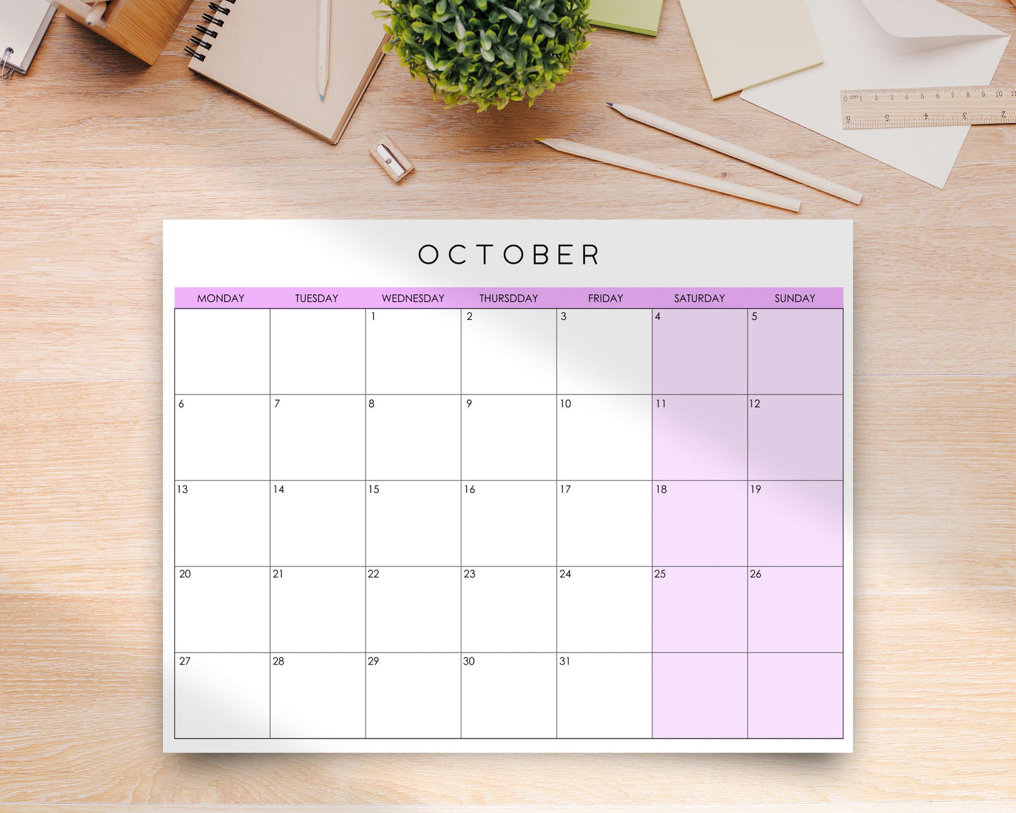 2025 Editable Monthly Calendar, Colorful