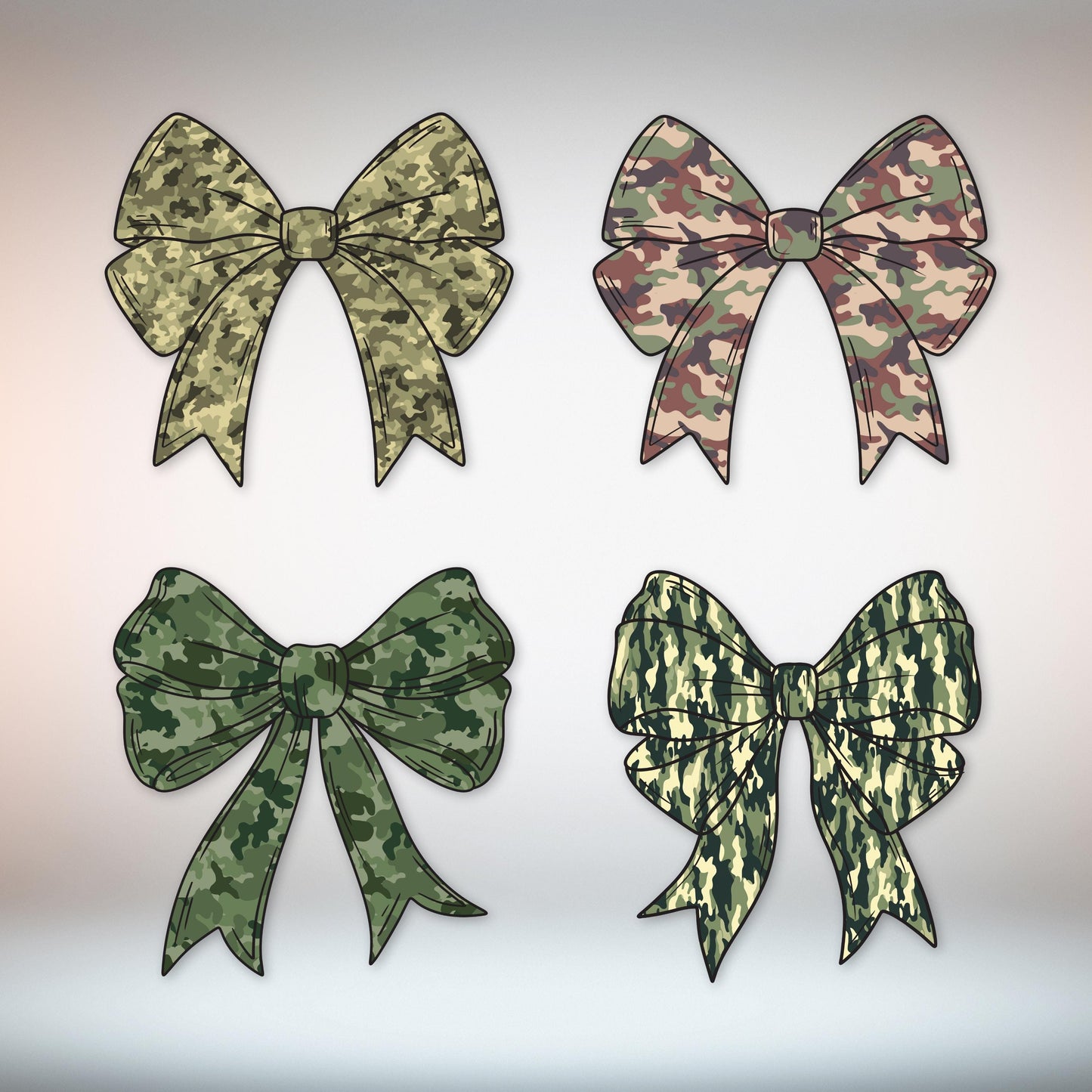 Coquette Camo Bow PNG & SVG - Military Wife Design - Duck Hunting Sublimination - Camouflage Bow Bundle - Digital Download