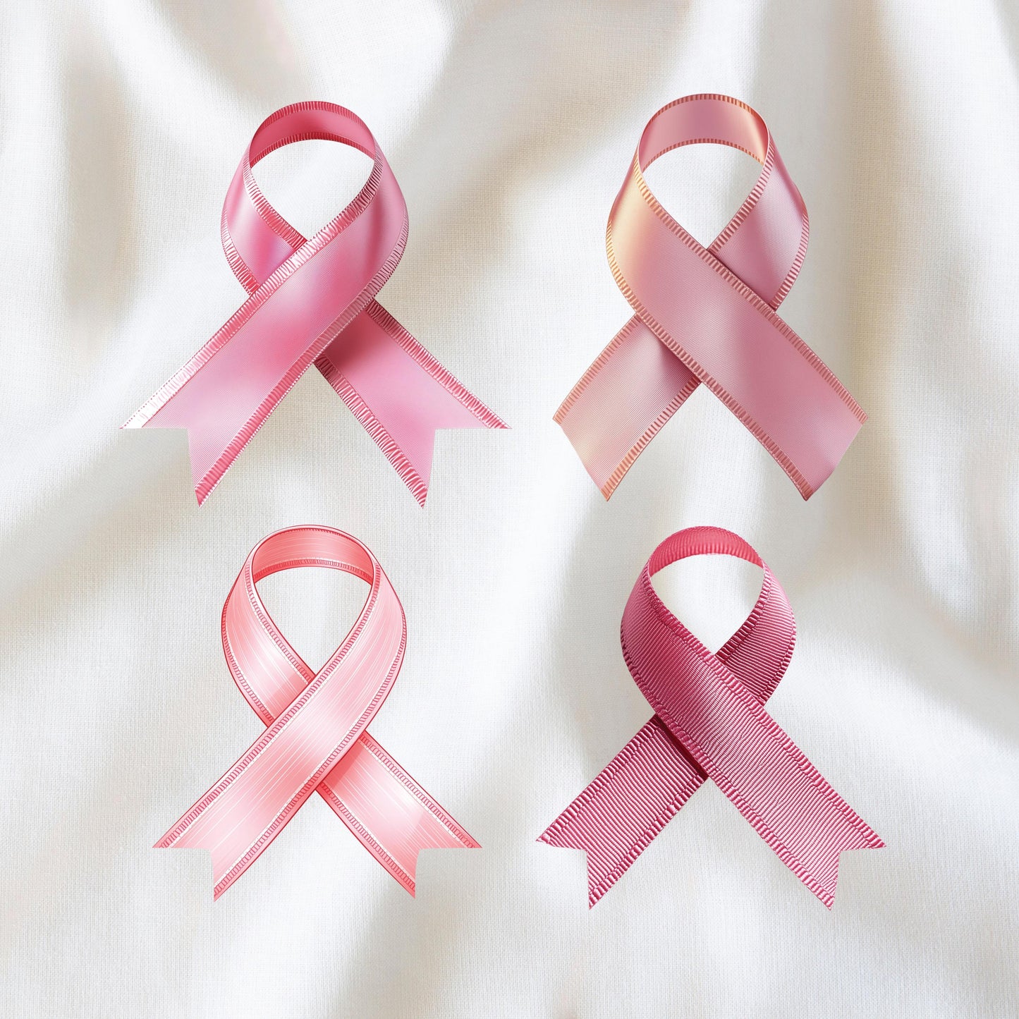 Breast Cancer Ribbon Vector Clipart Bundle, Pink Ribbon SVG & PNG, Free for Commercial Use, Digital Download
