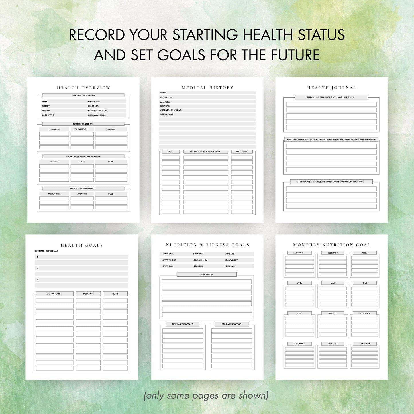 Printable Nutrition Planner, Meal Prep Planner, Weight Loss and Fitness Tracker, Recipe Journal, Digital Download