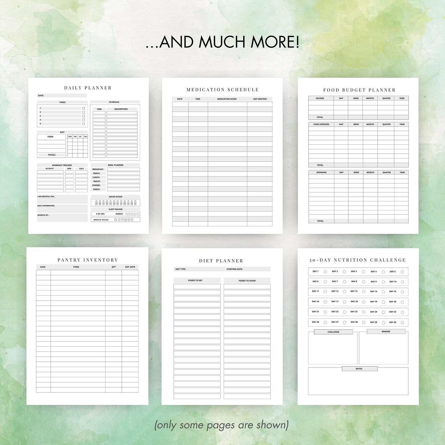 Printable Nutrition Planner, Meal Prep Planner, Weight Loss and Fitness Tracker, Recipe Journal, Digital Download