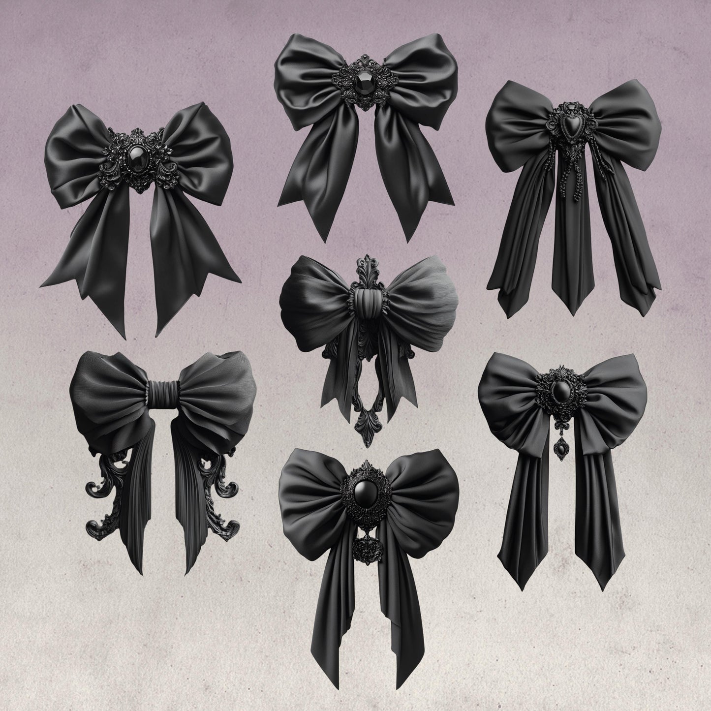 Black Coquette Bow PNG & SVG Clipart Bundle, 15 Unique Gothic, Faux Leather Bow Images, Free for Commercial Use, Instant Download