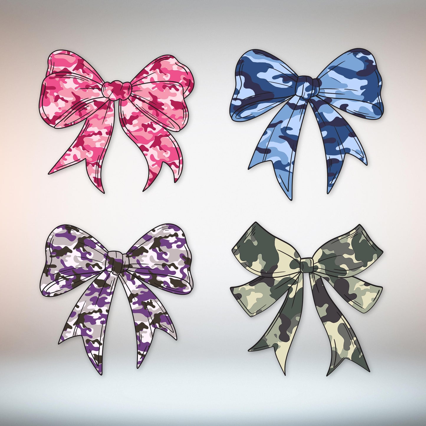 Coquette Camo Bow PNG & SVG - Military Wife Design - Duck Hunting Sublimination - Camouflage Bow Bundle - Digital Download
