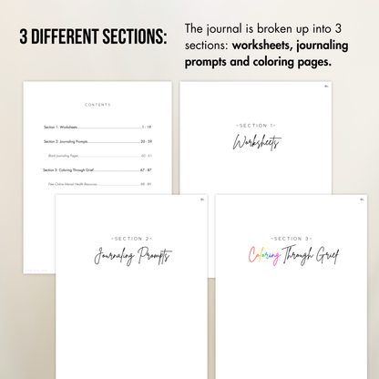 Healing Grief Journal for Teens and Adults: 40 prompts, 20 coloring pages and worksheets