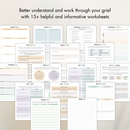 Healing Grief Journal for Teens and Adults: 40 prompts, 20 coloring pages and worksheets