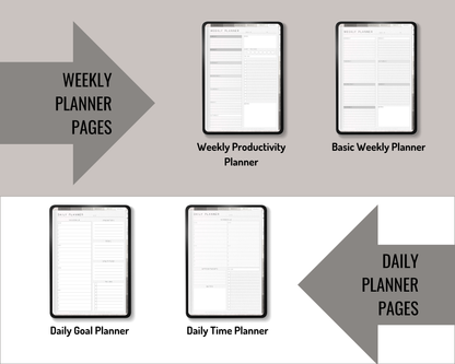 Undated Quarterly Digital Infinity Planner, Hyperlinked Project Management Planner, Basic Digital Planner PDF for Android or iPad