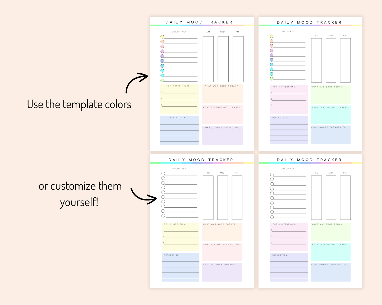 Complete Printable Mood Tracker Kit with Free Feelings Wheel