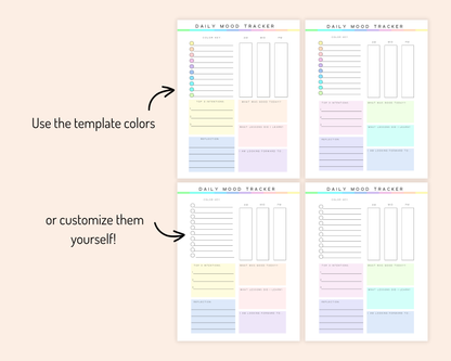 Complete Printable Mood Tracker Kit with Free Feelings Wheel