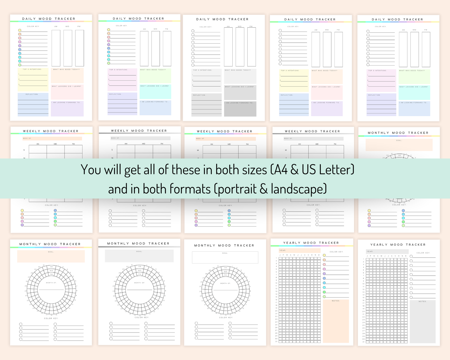 Complete Printable Mood Tracker Kit with Free Feelings Wheel