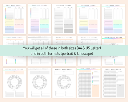 Complete Printable Mood Tracker Kit with Free Feelings Wheel