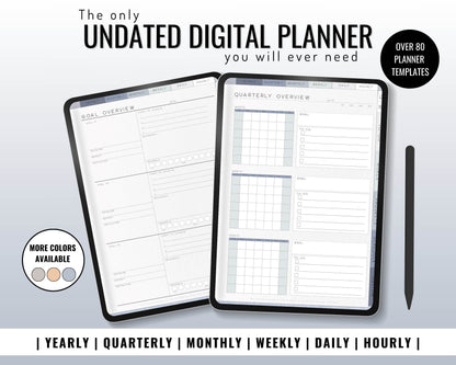 Undated Quarterly Digital Infinity Planner, Hyperlinked Project Management Planner, Basic Digital Planner PDF for Android or iPad