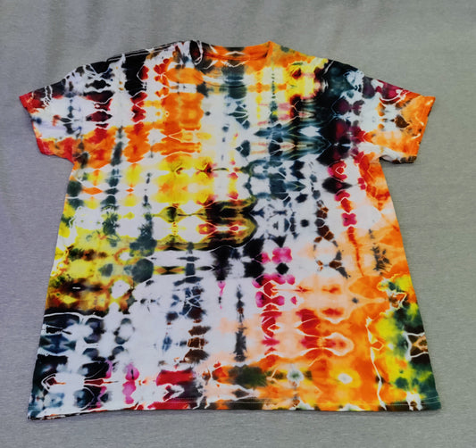 Firey Glitch Design Tie-Dyed T-Shirt, Adult Large