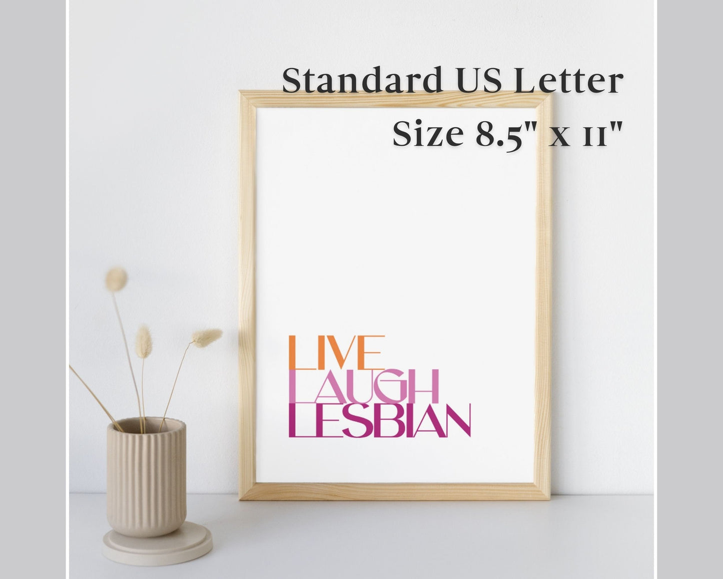 Printable Lesbian Wall Art, Live Laugh Lesbian PDF, SVG, PNG, Lesbian Home Decor, Digital Download