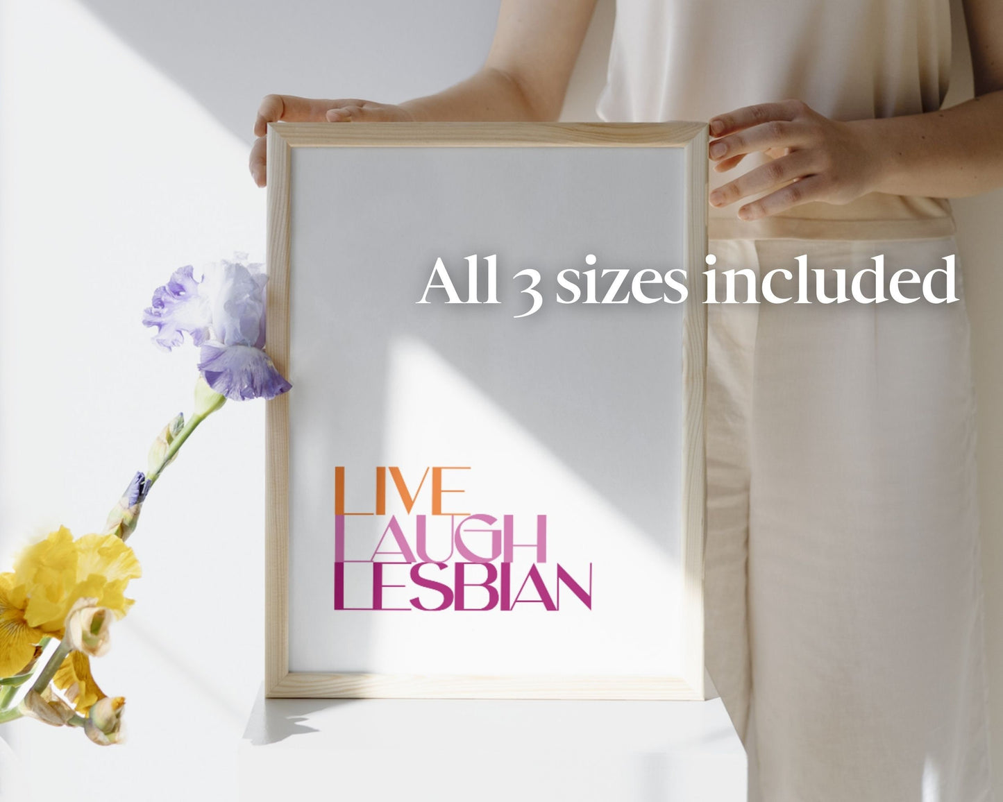 Printable Lesbian Wall Art, Live Laugh Lesbian PDF, SVG, PNG, Lesbian Home Decor, Digital Download