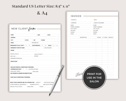 Editable Hair Stylist Client Forms, Hair Color Consultation Form, Salon Policies, Menu Price List Template, Fully Customizable in Canva