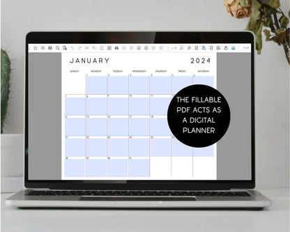 2024 Monthly Desk Calendar, Fillable & Printable Calendar Template, Minimalist Monthly Planner Insert, Digital Download