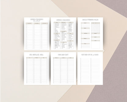 Printable Cleaning and Decluttering Planner, Declutter Challenge, Family Chores, Home Organization, Spring Cleaning Checklist Planner