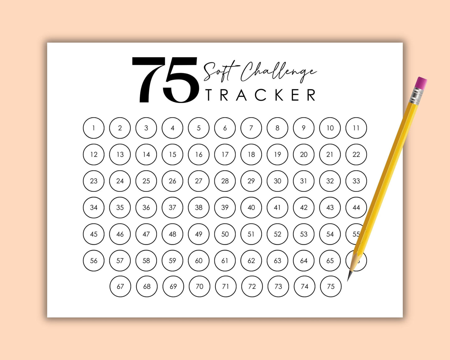 75 Soft Challenge Tracker, Printable Fitness Tracker, Workout Challenge, 75 Day Challenge