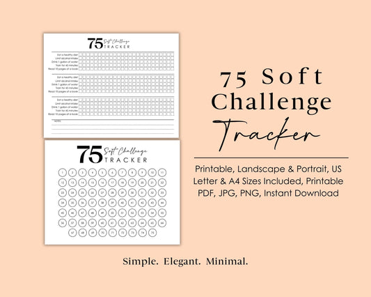 75 Soft Challenge Tracker, Printable Fitness Tracker, Workout Challenge, 75 Day Challenge