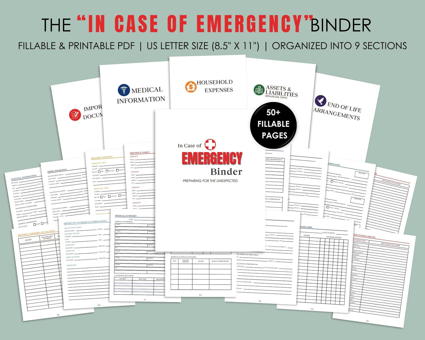 In Case of Emergency Binder & End of Life Planner - Estate Planning Tool, Printable PDF Forms