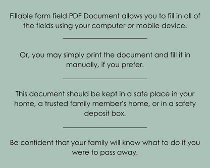 In Case of Emergency Binder & End of Life Planner - Estate Planning Tool, Printable PDF Forms