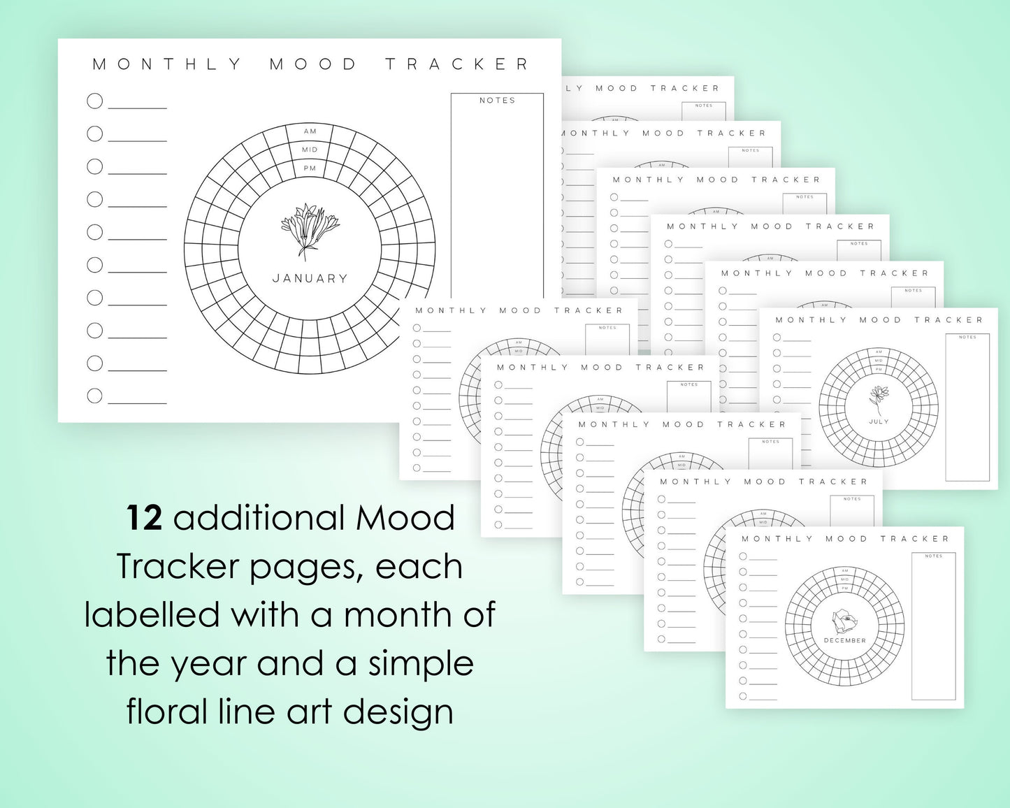 2024 National Days Calendar with Free Monthly Mood Tracker Set for Mental Health Support, Printable Download