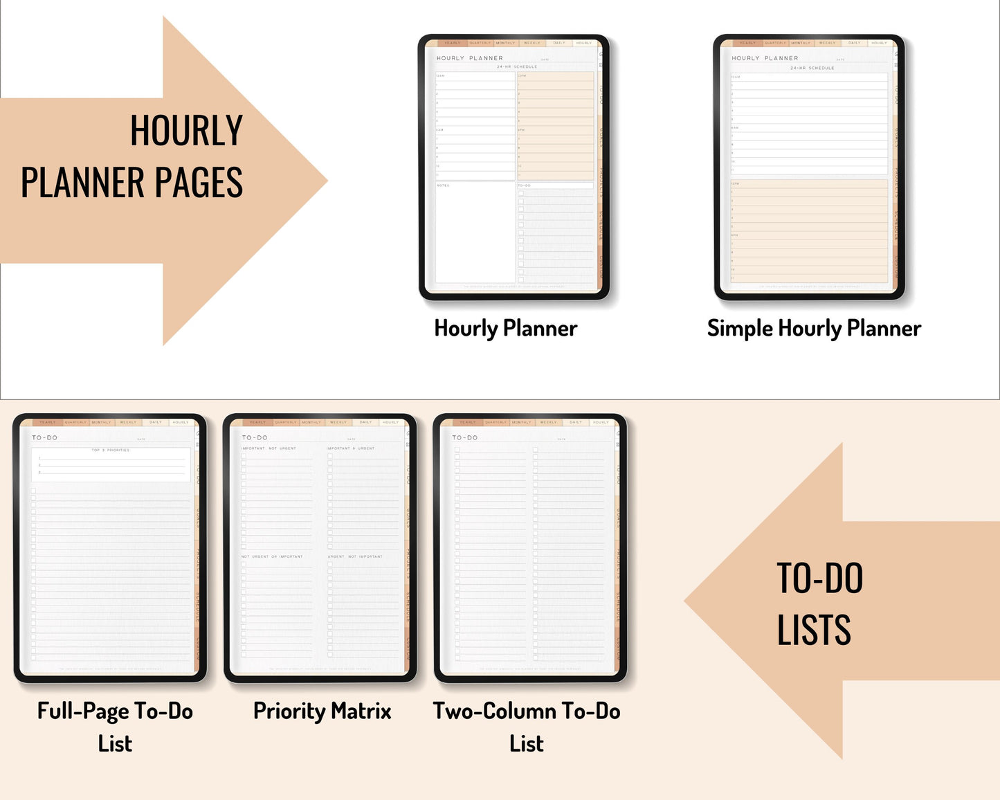 Basic Digital Planner, Hyperlinked Project Management Planner, Undated Digital Hourly Planner, Half Hour Planner for Any Device