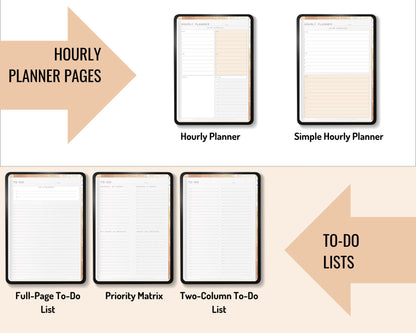 Basic Digital Planner, Hyperlinked Project Management Planner, Undated Digital Hourly Planner, Half Hour Planner for Any Device