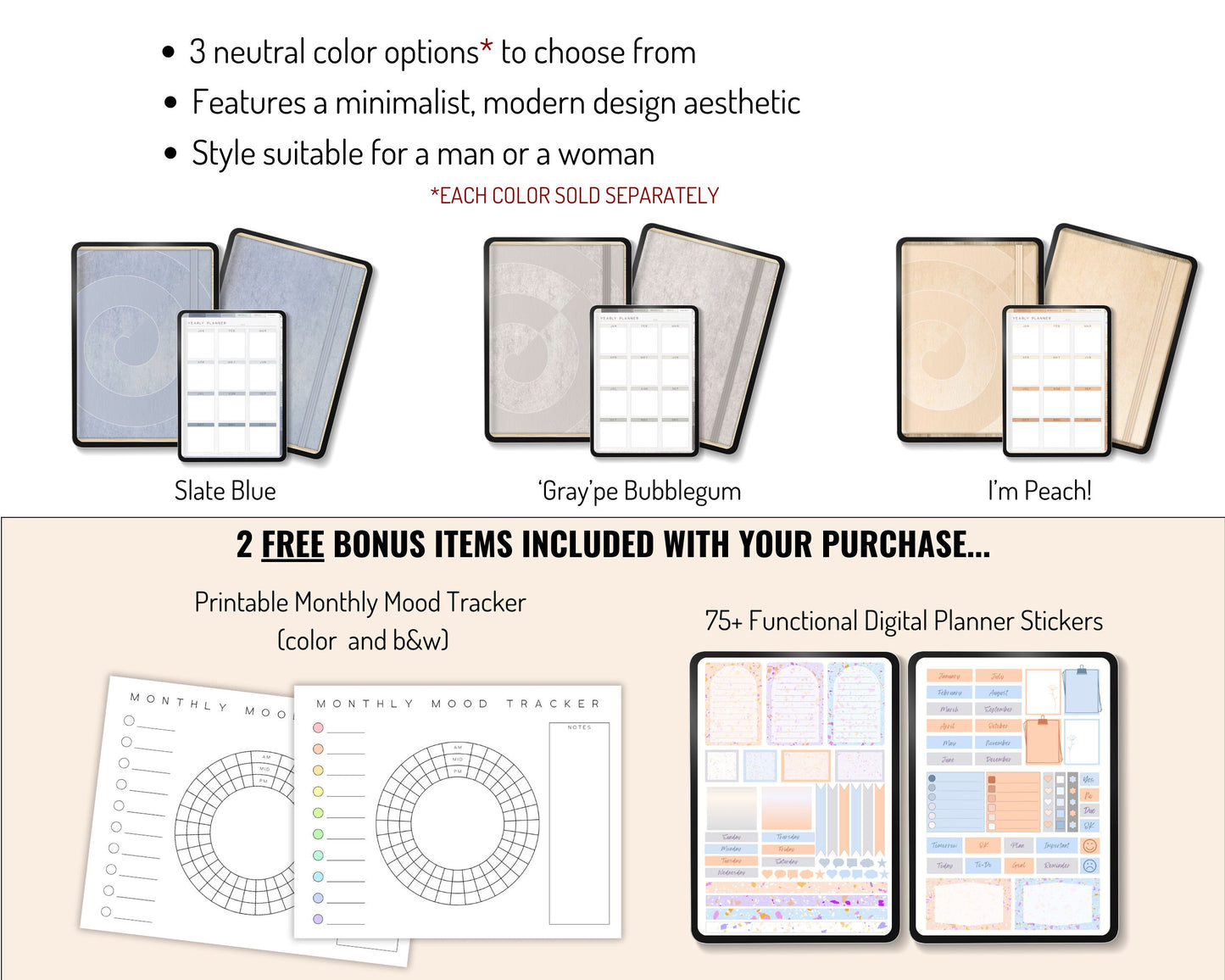 Basic Digital Planner, Hyperlinked Project Management Planner, Undated Digital Hourly Planner, Half Hour Planner for Any Device