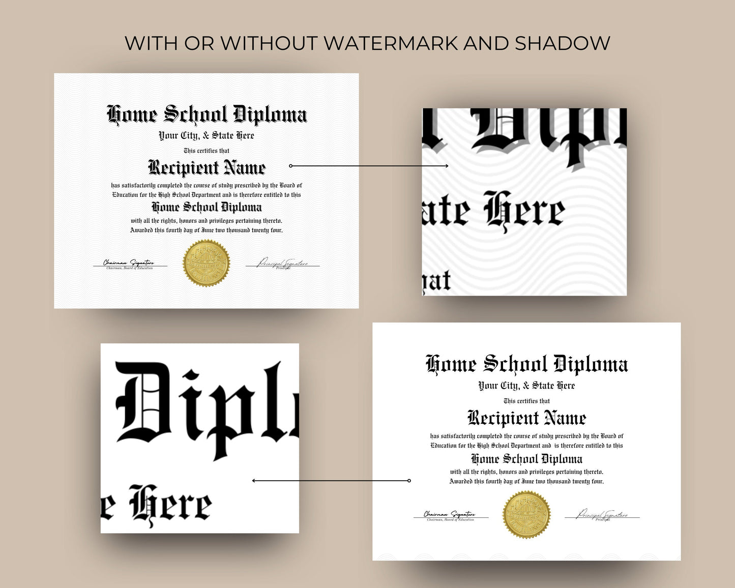 Editable Home School Diploma Template, Printable Homeschool Graduation Diploma, Certificate Award Keepsake