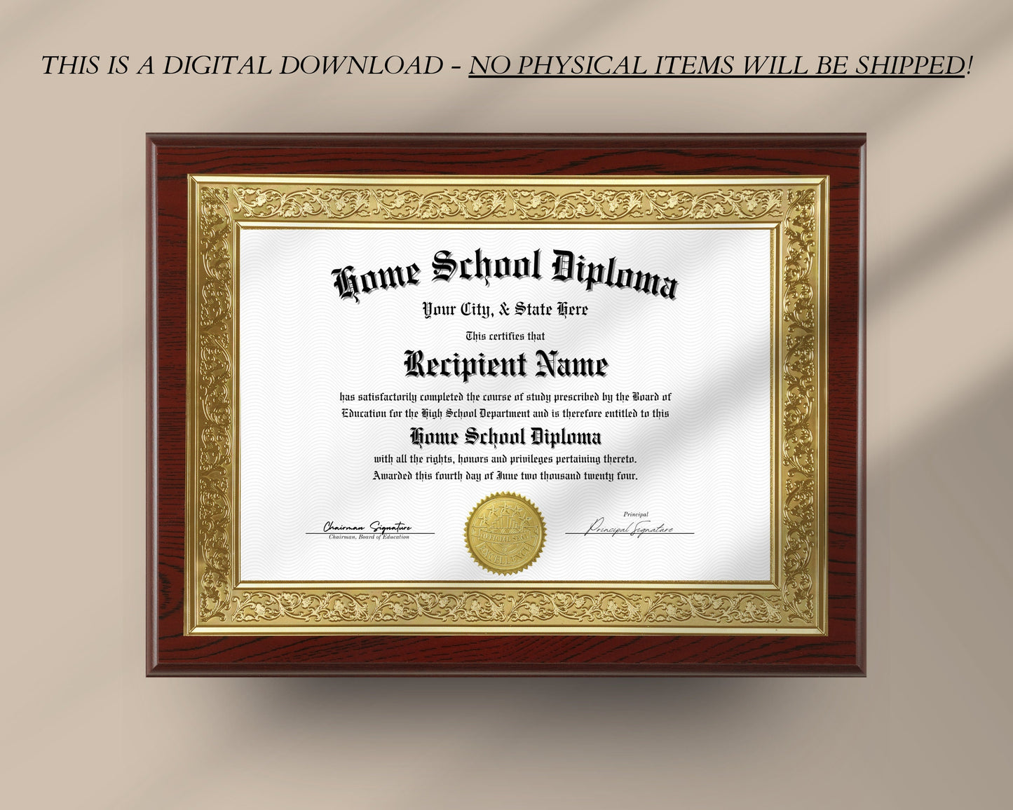 Editable Home School Diploma Template, Printable Homeschool Graduation Diploma, Certificate Award Keepsake