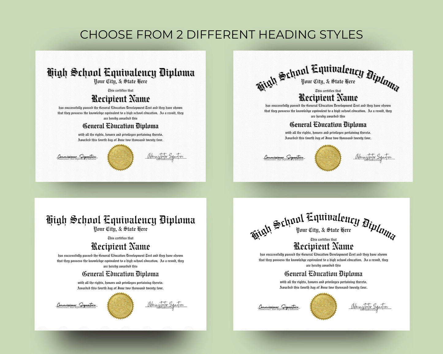 Editable GED Diploma Template, Printable High School Equivalency Diploma, Certificate Award Keepsake