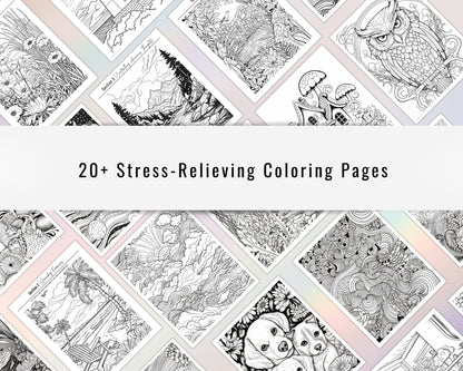 Digital Guided Anxiety Journal with Worksheets & Coloring Pages