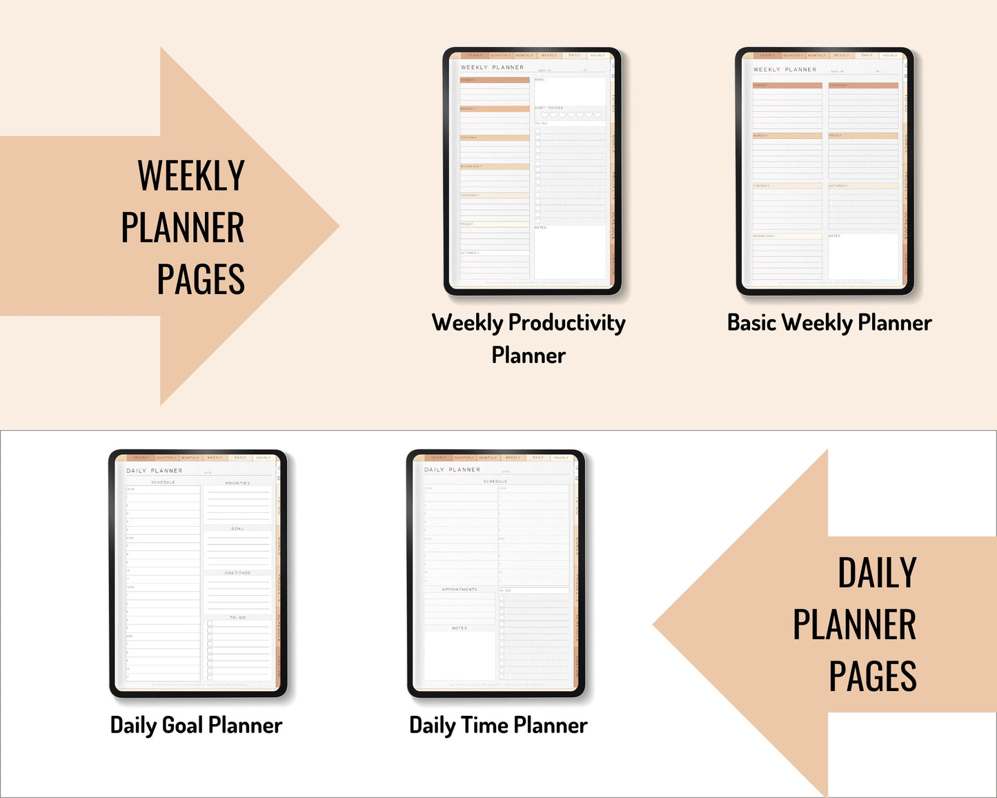 Basic Digital Planner, Hyperlinked Project Management Planner, Undated Digital Hourly Planner, Half Hour Planner for Any Device