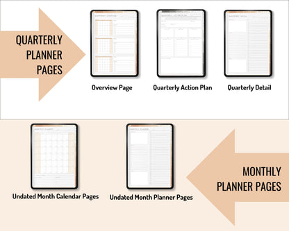 Basic Digital Planner, Hyperlinked Project Management Planner, Undated Digital Hourly Planner, Half Hour Planner for Any Device