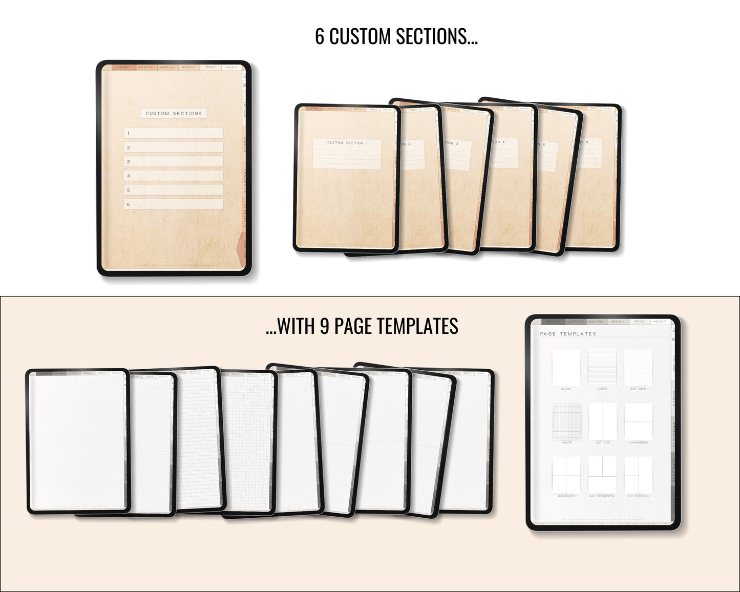 Basic Digital Planner, Hyperlinked Project Management Planner, Undated Digital Hourly Planner, Half Hour Planner for Any Device