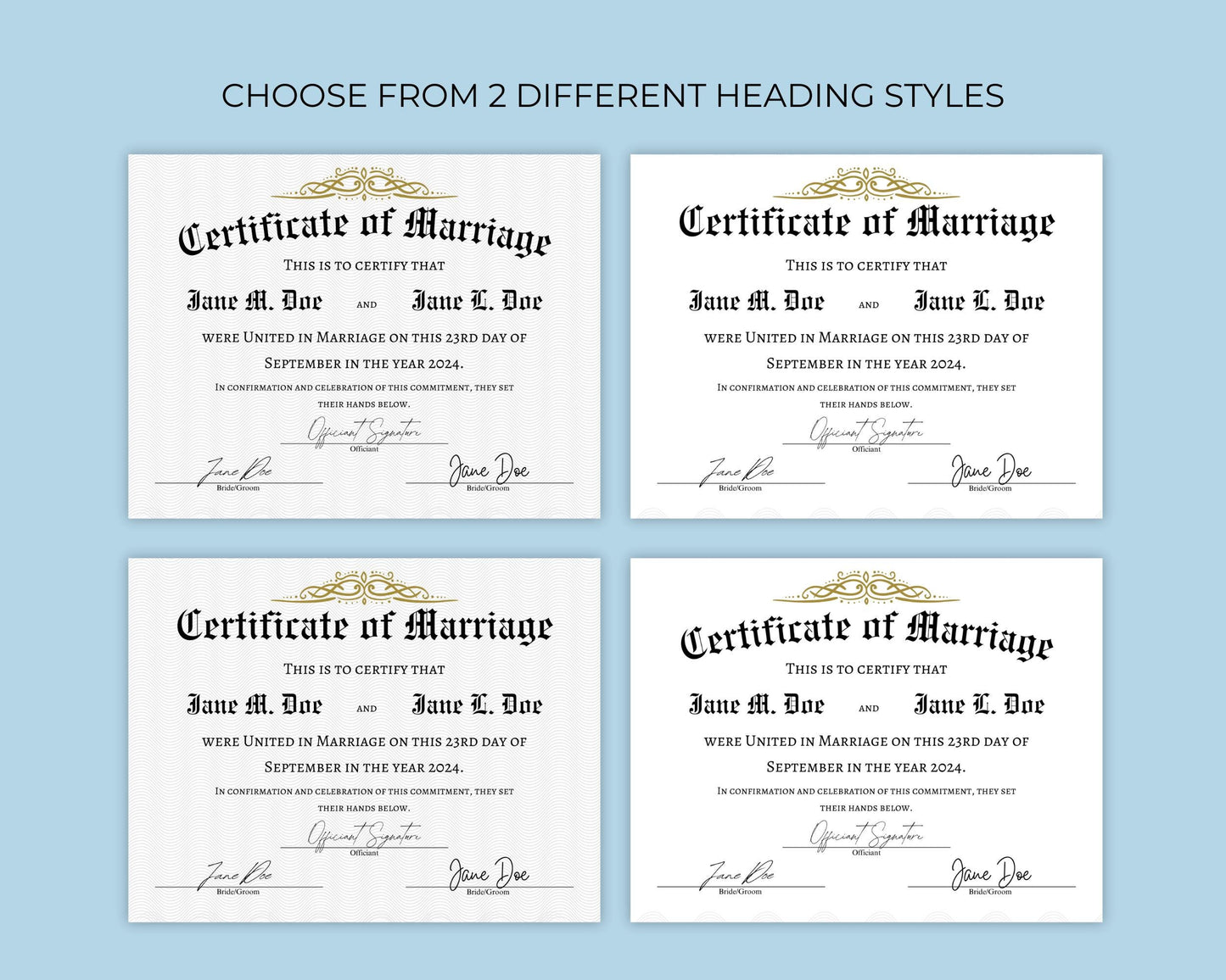 Editable Marriage Certificate Template, Printable Vow Renewal Certificate, Wedding Keepsake