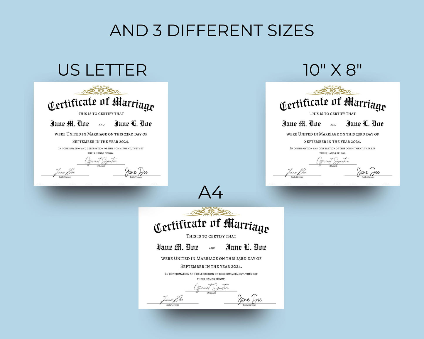 Editable Marriage Certificate Template, Printable Vow Renewal Certificate, Wedding Keepsake