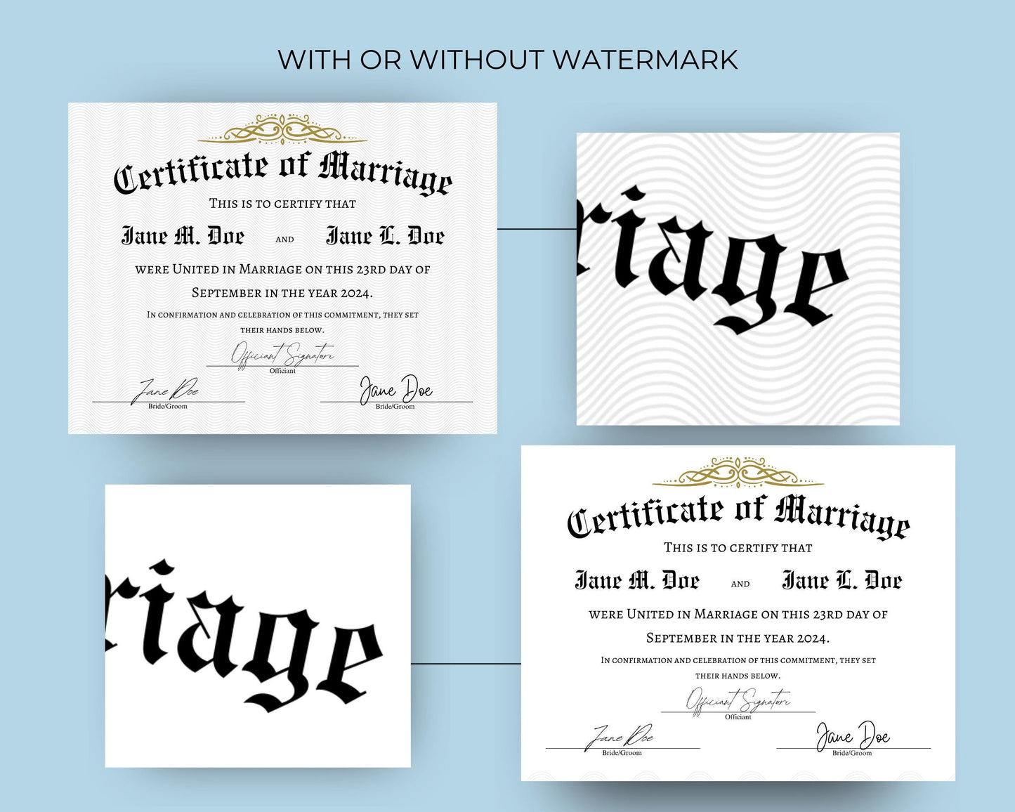 Editable Marriage Certificate Template, Printable Vow Renewal Certificate, Wedding Keepsake