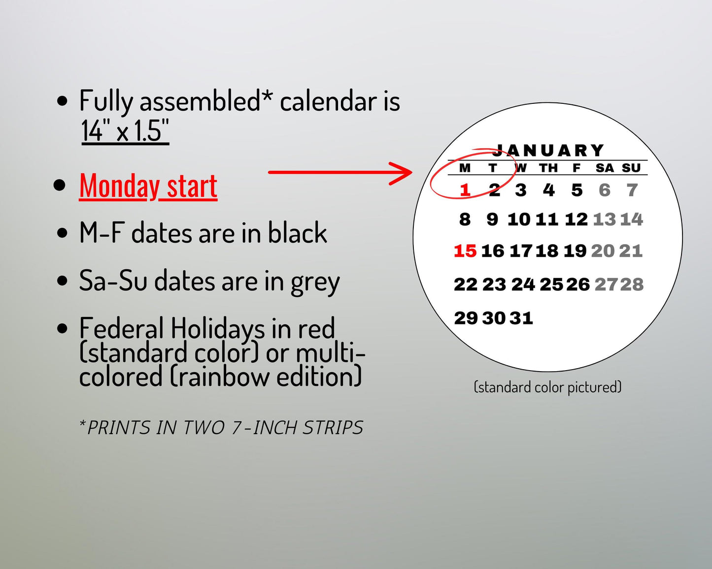 Desktop Calendar Strip, 2025 Mini Calendar, Printable Keyboard Calendar, Miniature Calendar, RAINBOW, Digital Download, Sun & Mon Start