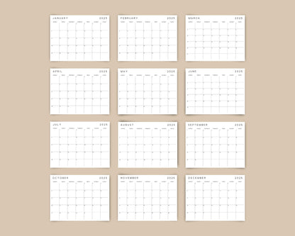 2025 Editable Monthly Wall Calendar Printable