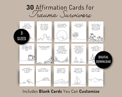 Printable "I am" Affirmation Cards for Trauma Recovery