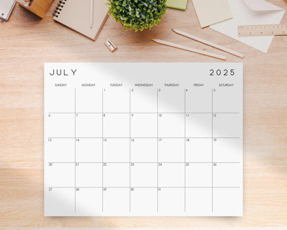 2025 Editable Monthly Wall Calendar Printable